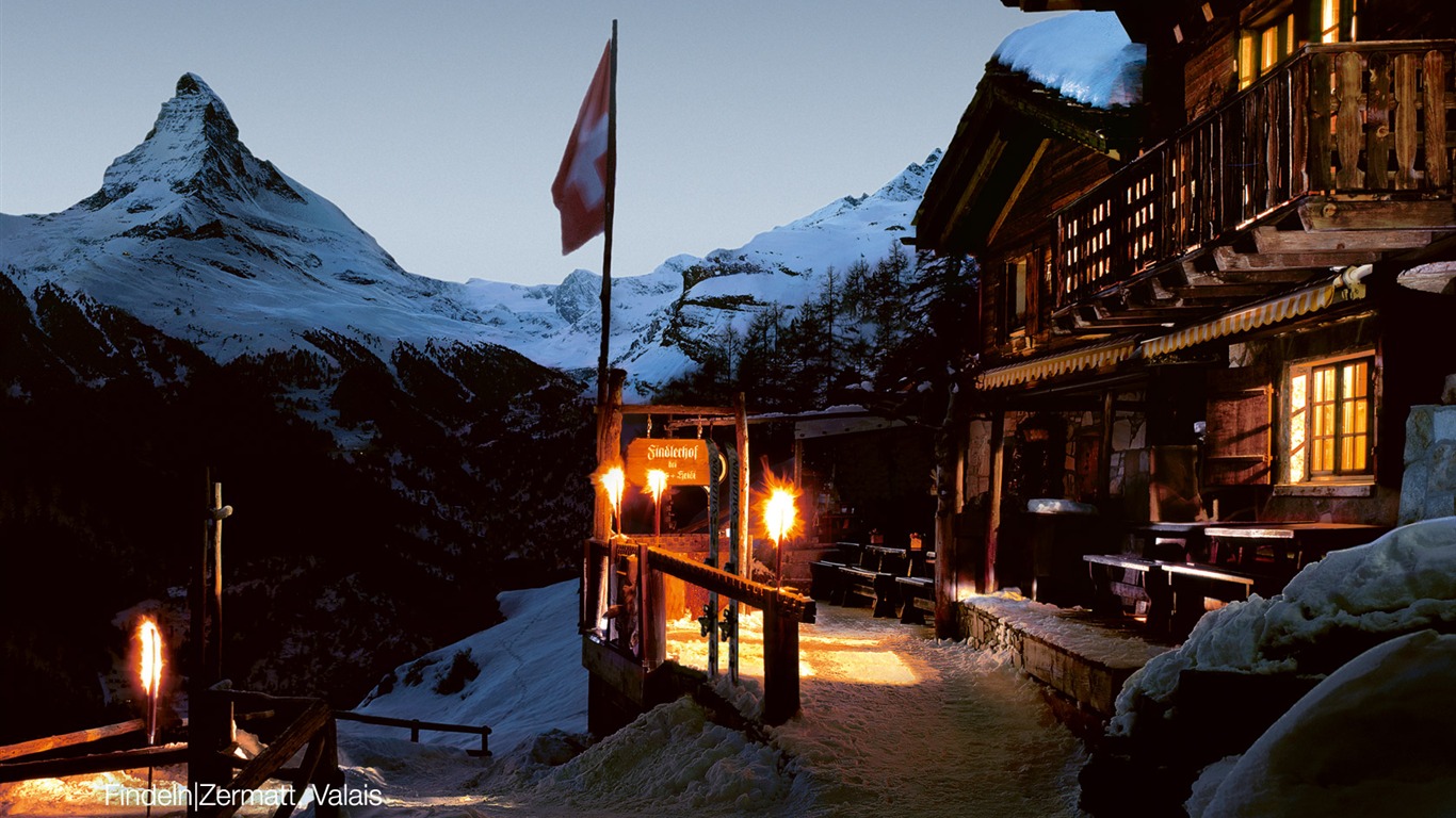 Swiss fond d'écran de neige en hiver #24 - 1366x768