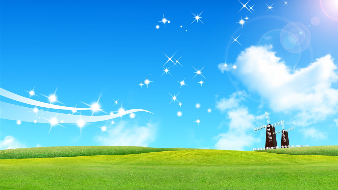 Photoshop sonnigen Sommertag Landschaft Wallpaper (1) #6 - 1366x768