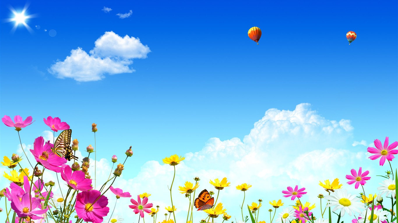 Photoshop sonnigen Sommertag Landschaft Wallpaper (1) #12 - 1366x768