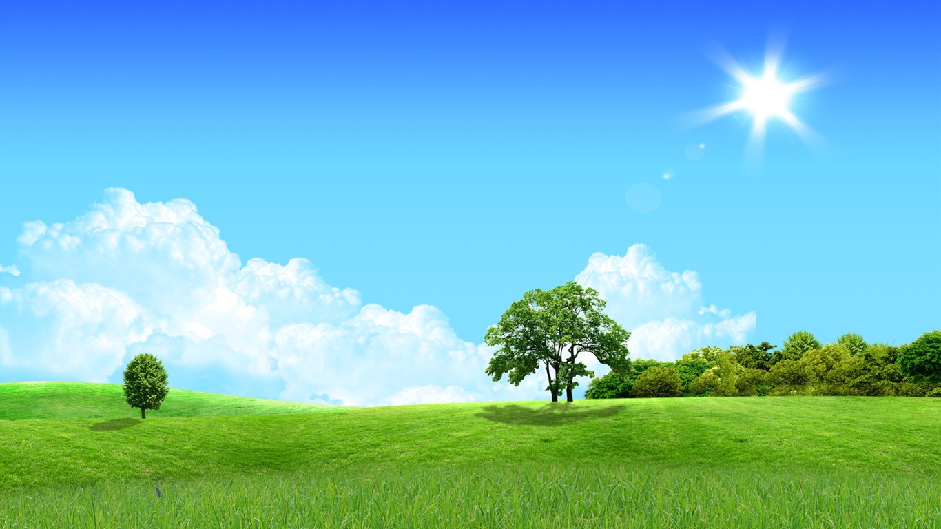 Photoshop sonnigen Sommertag Landschaft Wallpaper (1) #17 - 1366x768