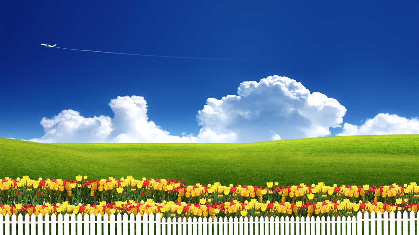 Photoshop sonnigen Sommertag Landschaft Wallpaper (1) #18 - 1366x768