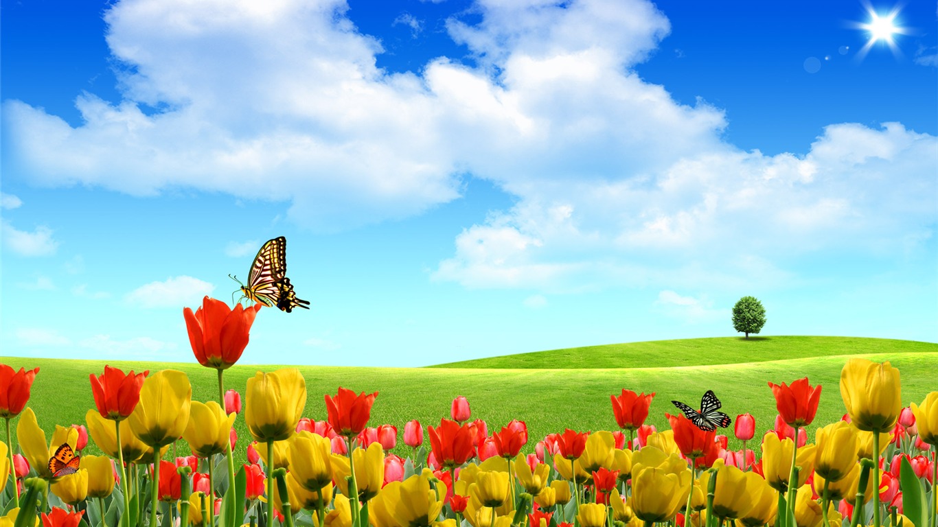 陽光燦爛的夏天 PS風景壁紙(一) #19 - 1366x768