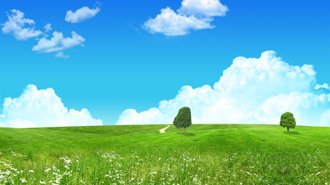 Photoshop sonnigen Sommertag Landschaft Wallpaper (2) #10 - 1366x768