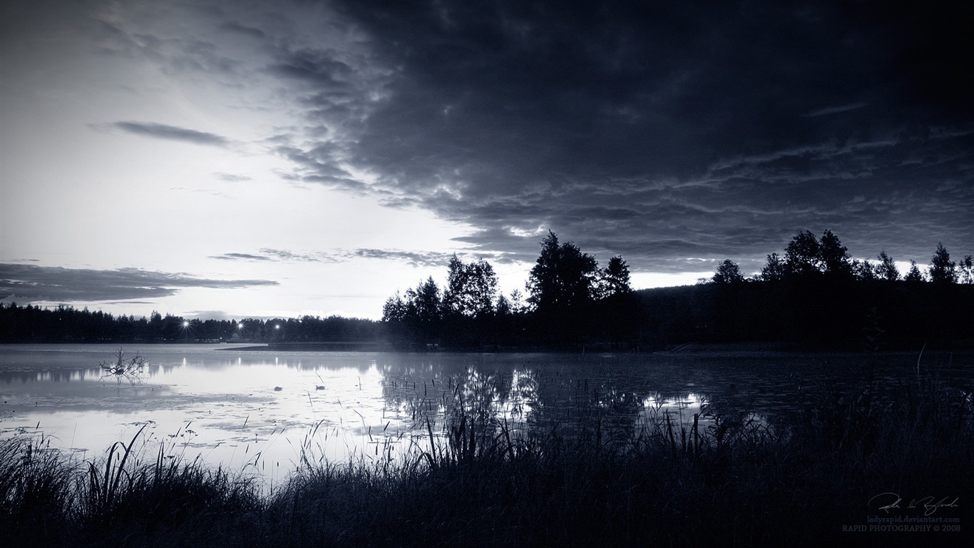 Dark color landscape wallpaper (2) #2 - 1366x768