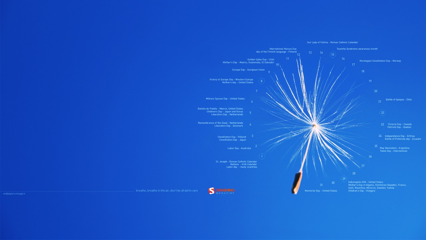2011年5月 月曆壁紙(一) #5 - 1366x768
