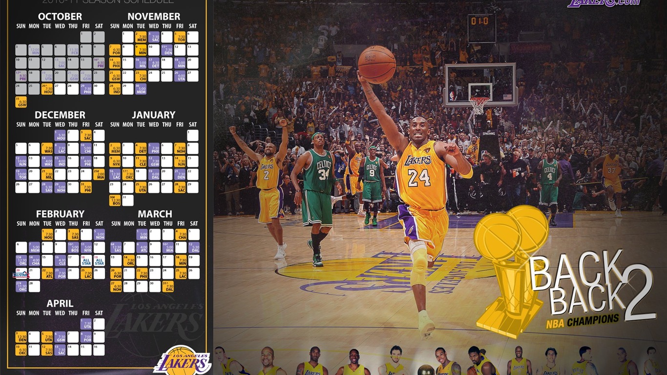 NBA 2010-11賽季 洛杉磯湖人隊 壁紙 #16 - 1366x768