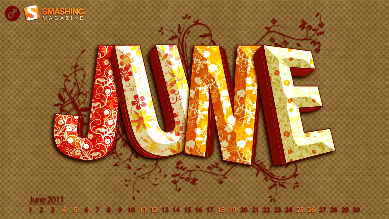 Juni 2011 Kalender Wallpaper (1) #17 - 1366x768