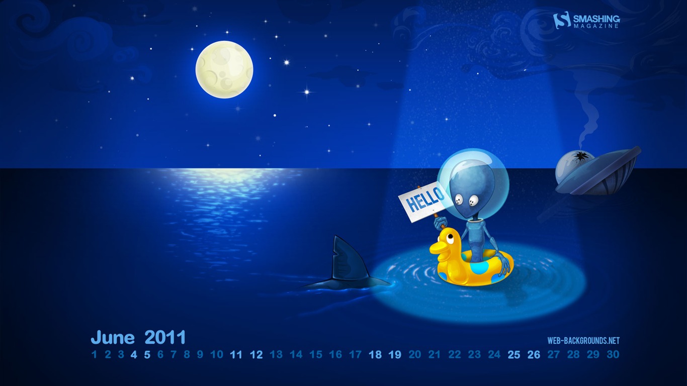 Juni 2011 Kalender Wallpaper (1) #19 - 1366x768