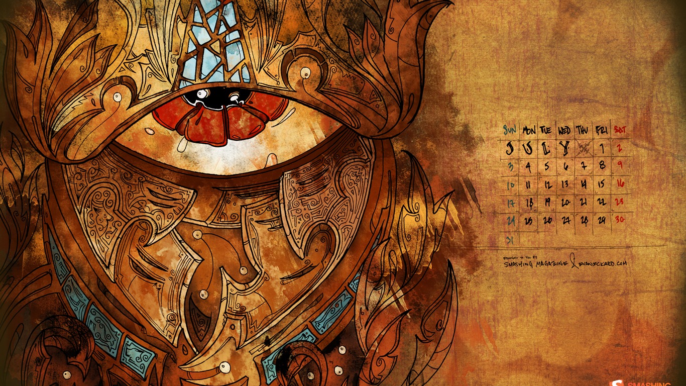2011年7月 月曆壁紙(一) #10 - 1366x768