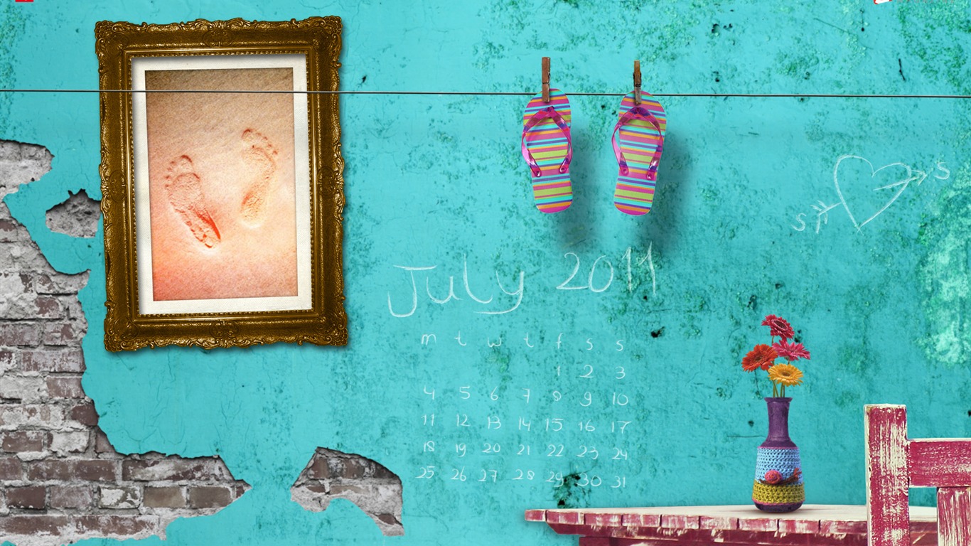 Juli 2011 Kalender Wallpaper (2) #1 - 1366x768