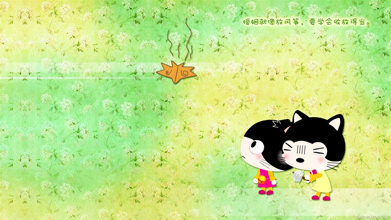 貓咪寶貝 卡通壁紙(一) #18 - 1366x768