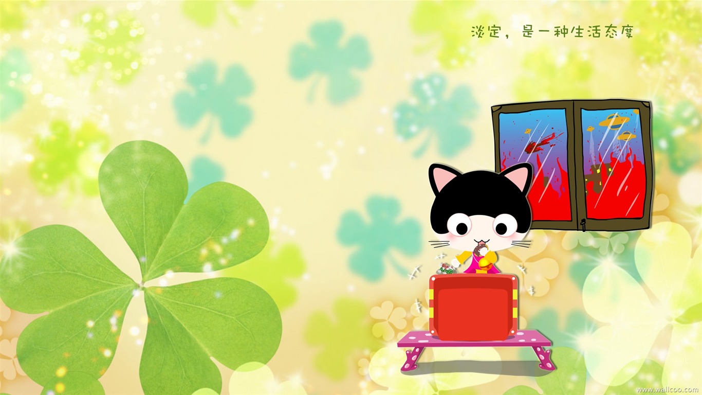 Baby cat cartoon wallpaper (2) #11 - 1366x768