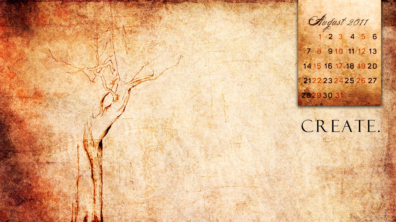 2011年8月 月曆壁紙(一) #12 - 1366x768