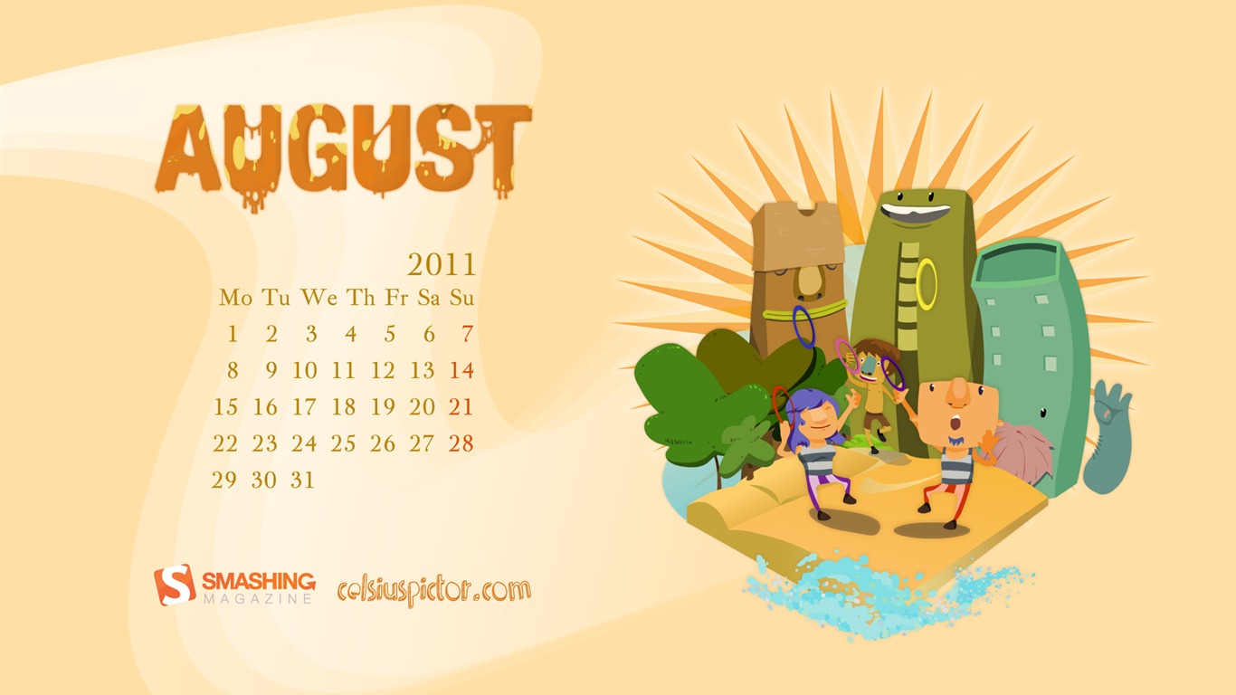 August 2011 calendar wallpaper (1) #19 - 1366x768