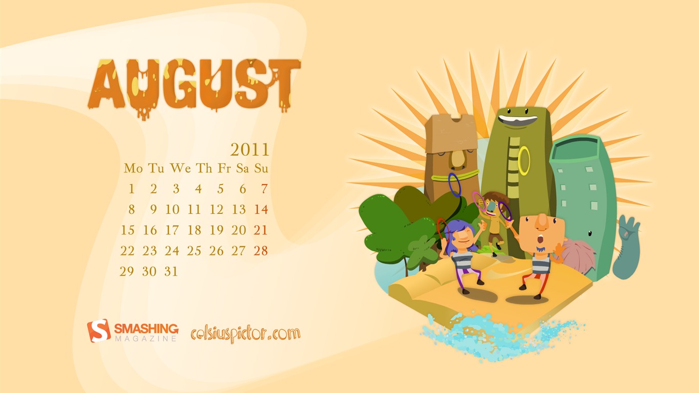 2011年8月 月曆壁紙(一) #19 - 1366x768