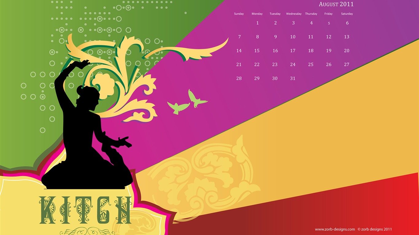 August 2011 calendar wallpaper (2) #18 - 1366x768