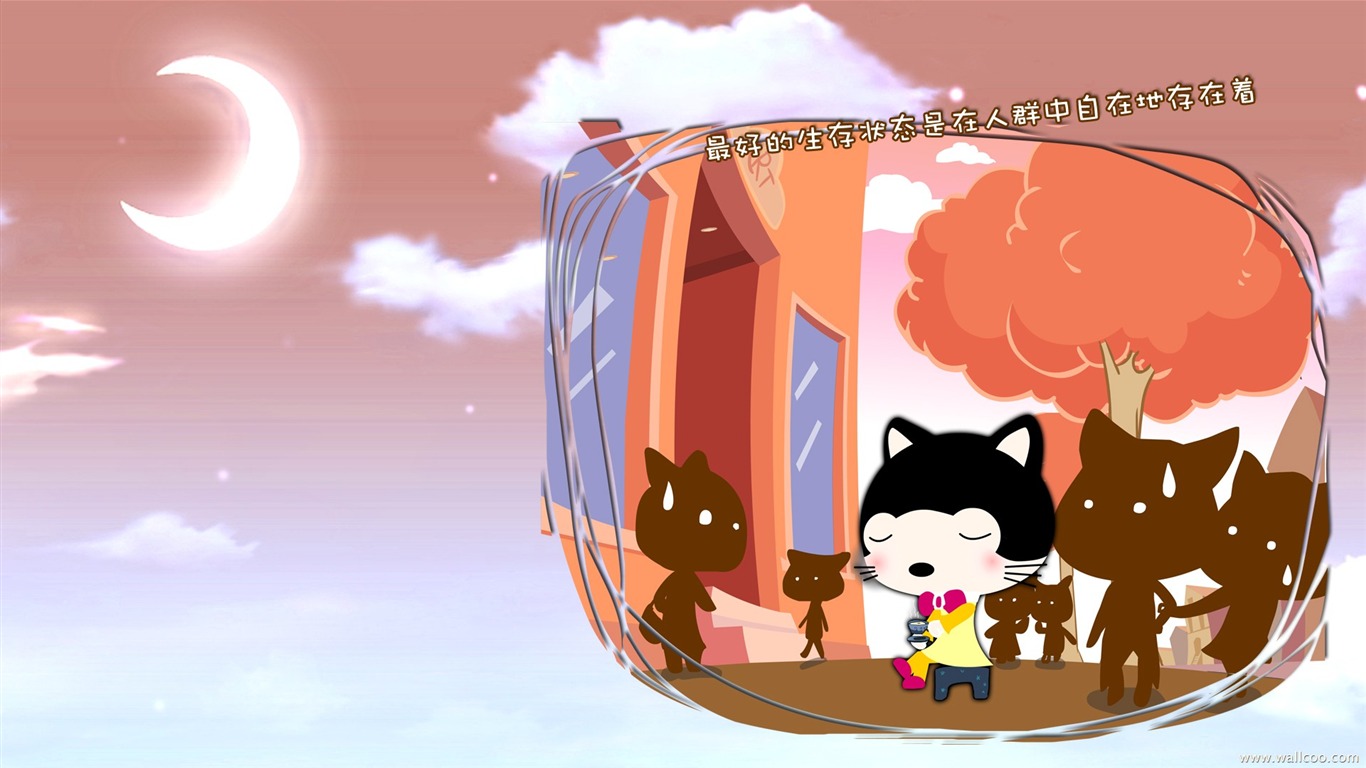 Baby cat cartoon wallpaper (3) #2 - 1366x768