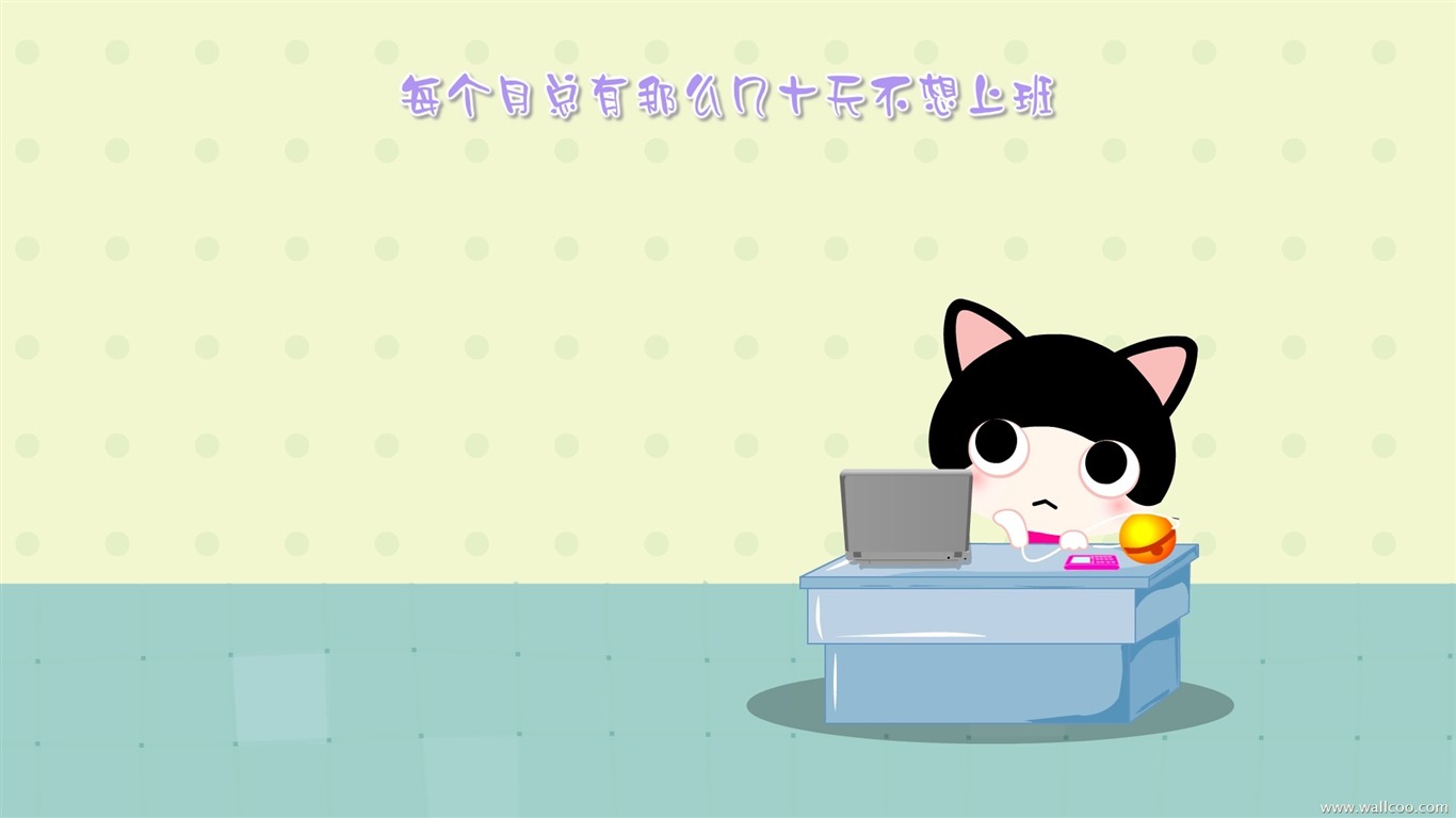 Bebé gato de dibujos animados fondos de pantalla (5) #3 - 1366x768