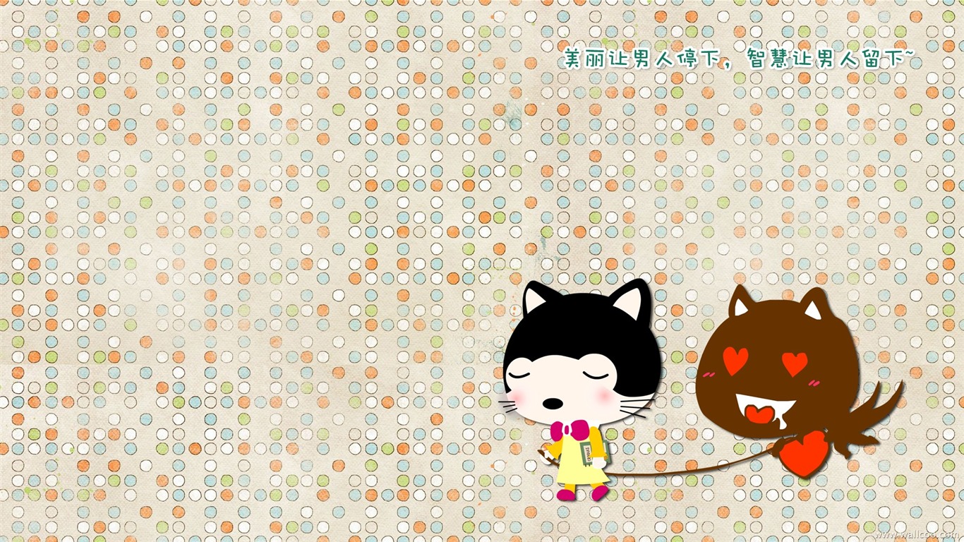 Bebé gato de dibujos animados fondos de pantalla (5) #4 - 1366x768