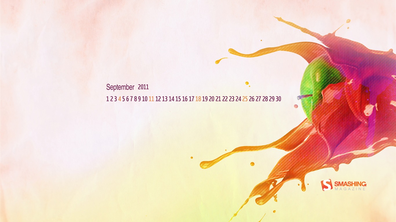 Septembre 2011 Calendar Wallpaper (1) #13 - 1366x768