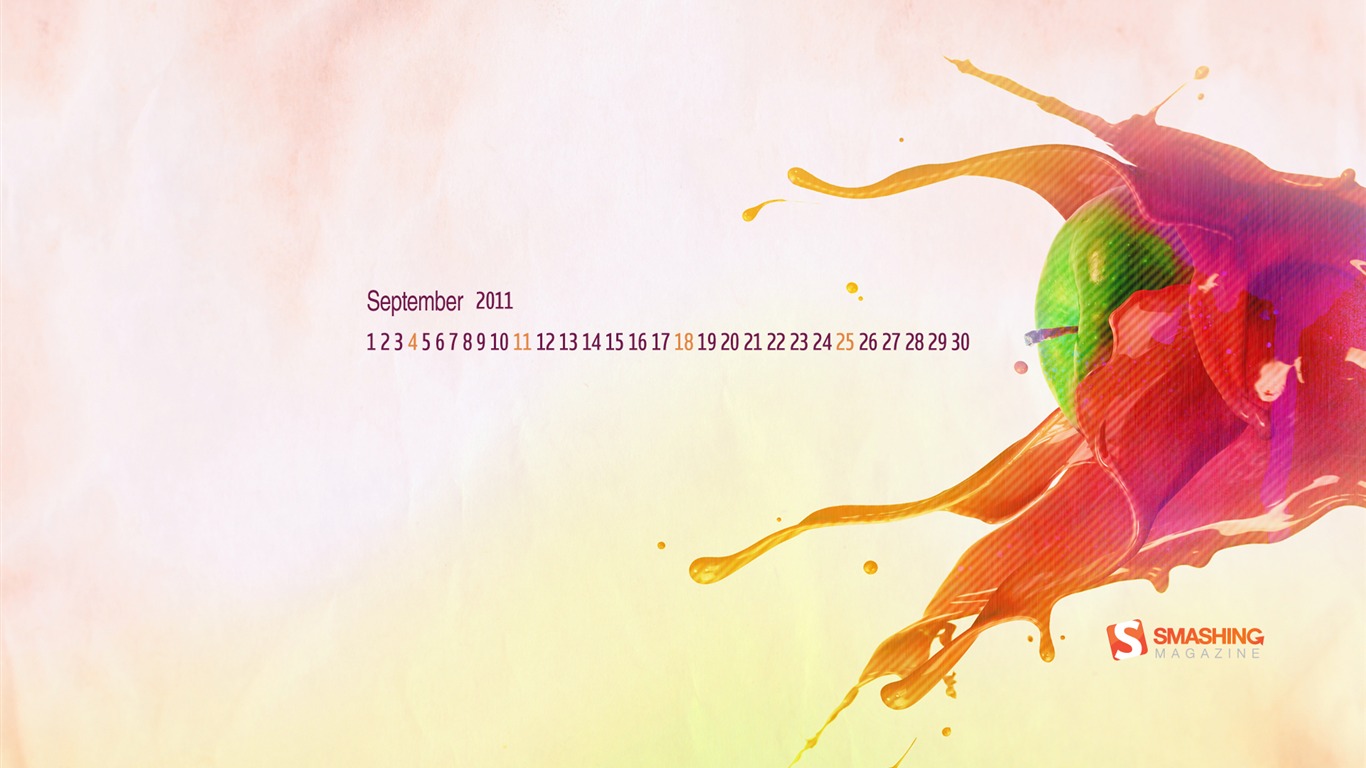 2011年9月 月曆壁紙(一) #13 - 1366x768