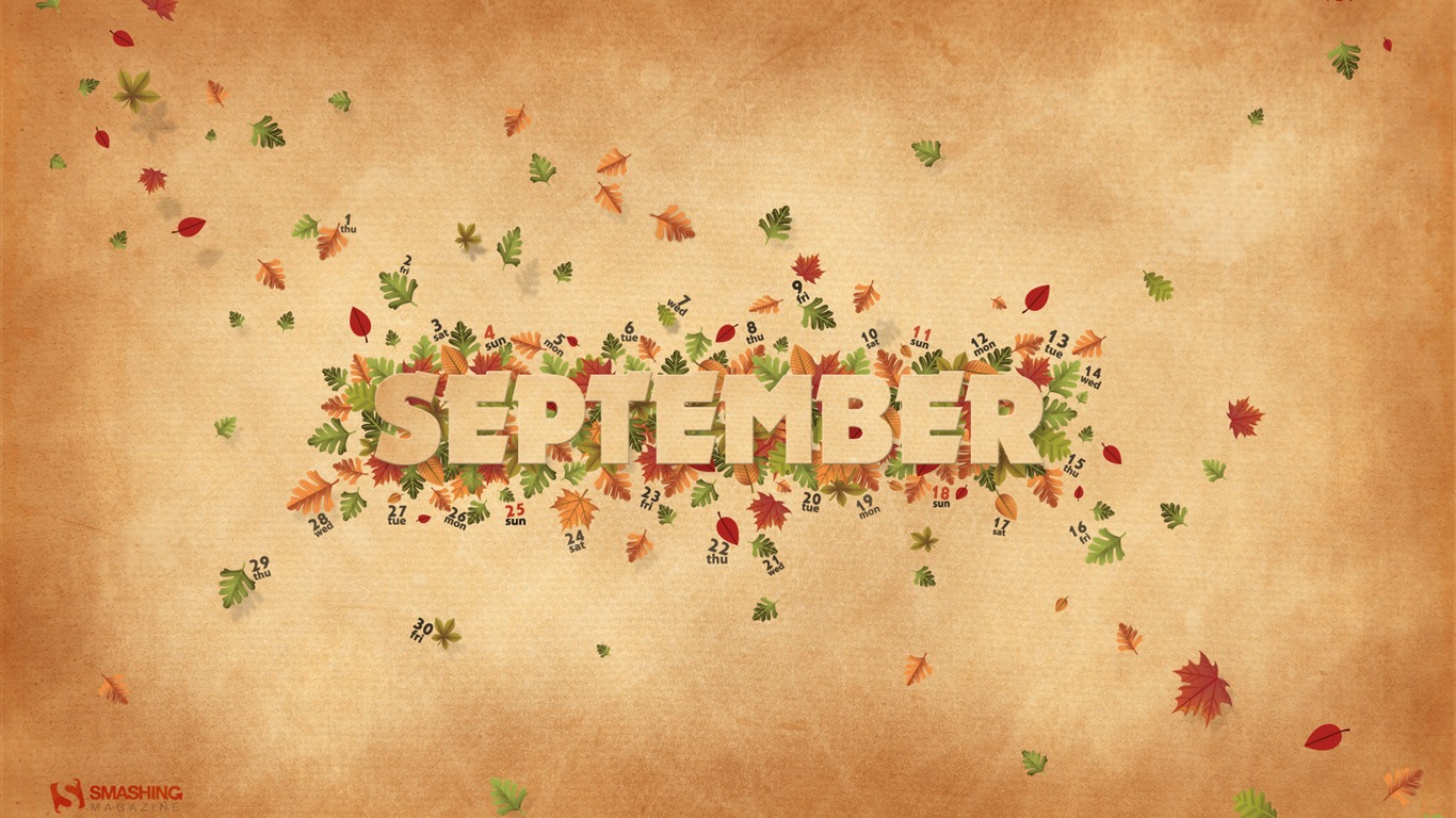 2011年9月カレンダー壁紙（2） #12 - 1366x768