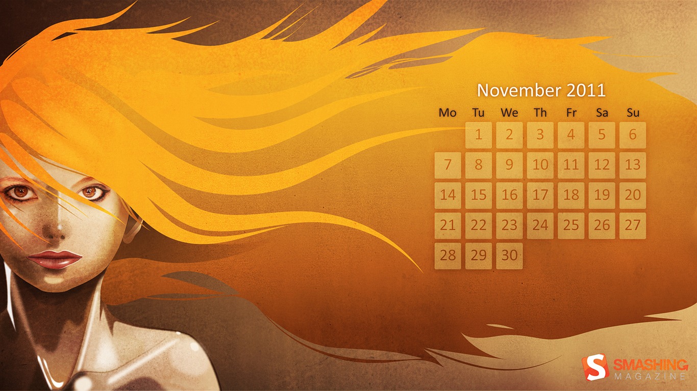 2011年11月 月曆壁紙(一) #6 - 1366x768