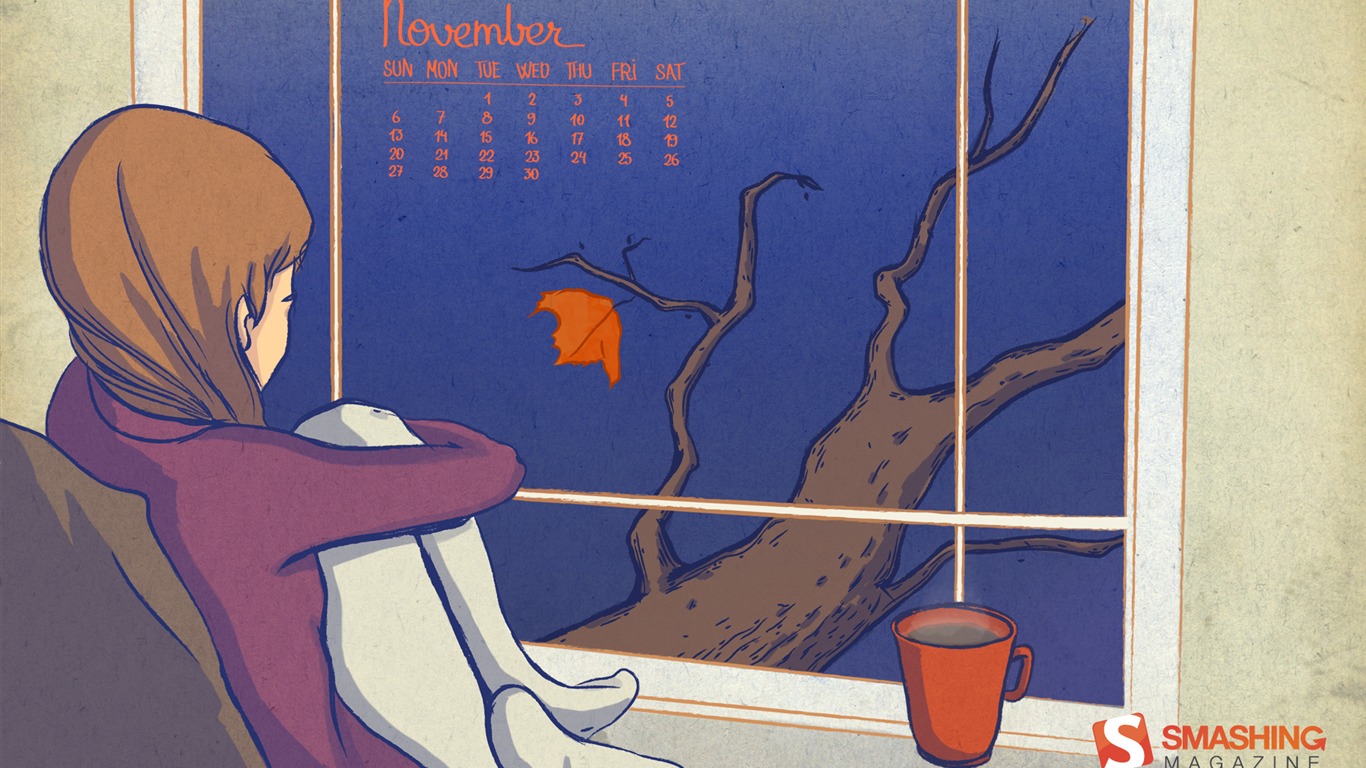 2011年11月 月历壁纸(二)2 - 1366x768