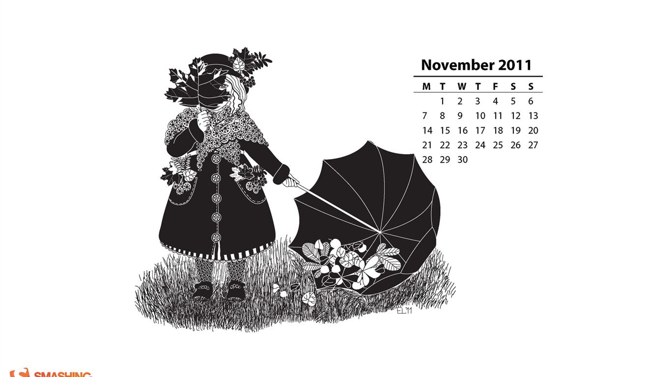 November 2011 Kalender Wallpaper (2) #3 - 1366x768