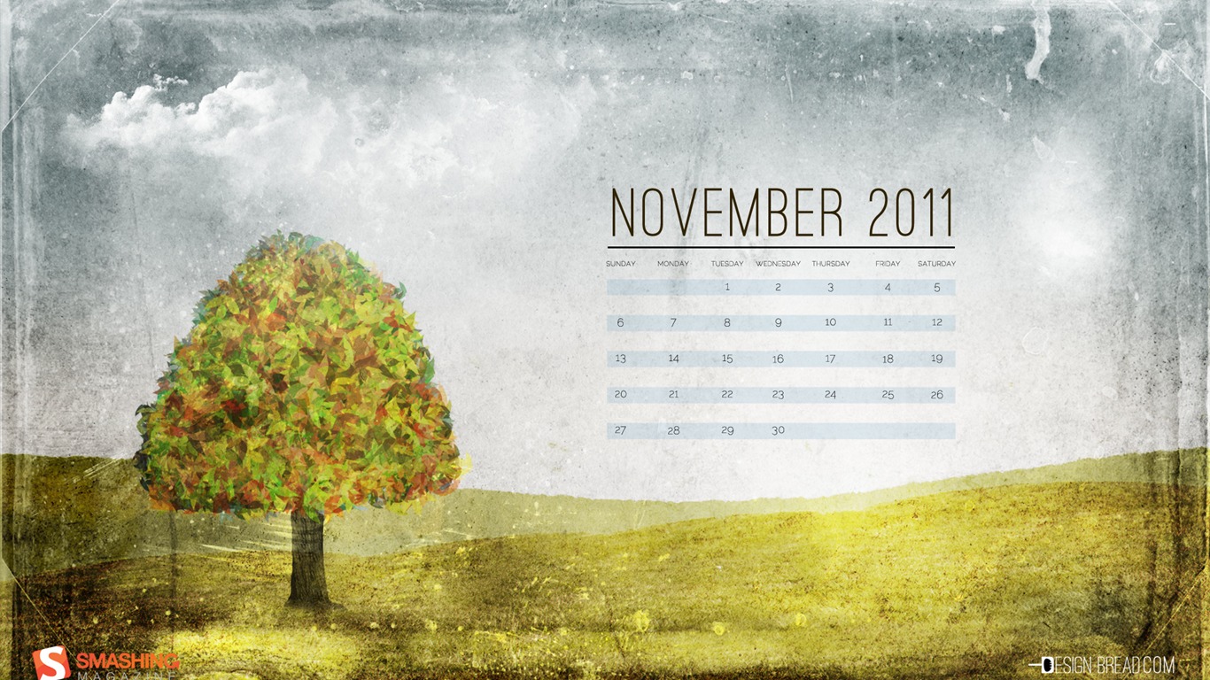 Novembre 2011 Calendar Wallpaper (2) #4 - 1366x768