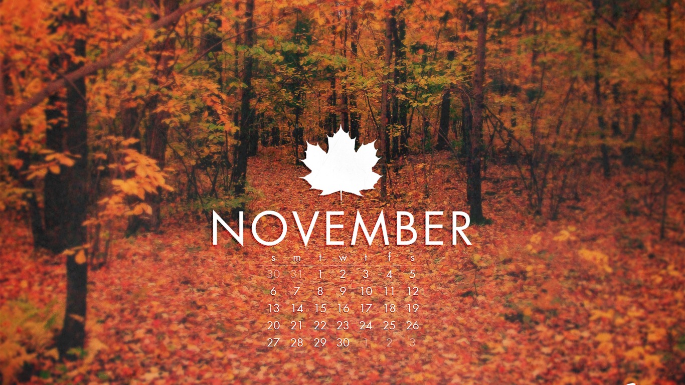 Novembre 2011 Calendar Wallpaper (2) #11 - 1366x768