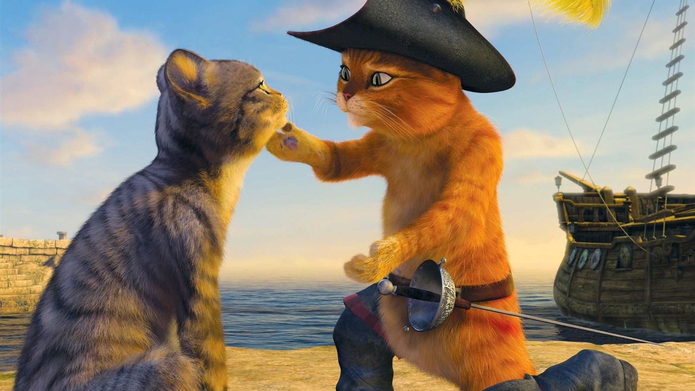 El gato con botas fondos de pantalla HD #5 - 1366x768