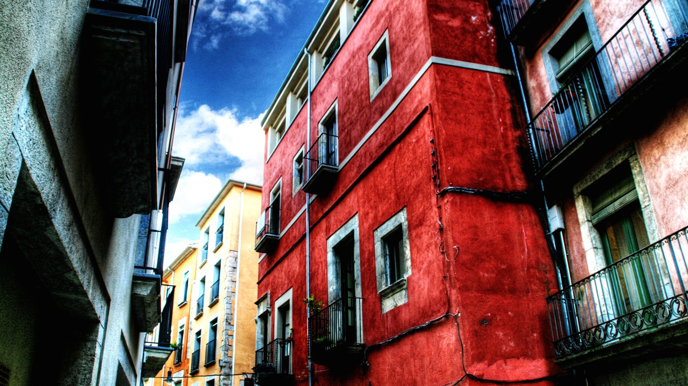 Spanien Girona HDR-Stil Hintergrundbilder #4 - 1366x768