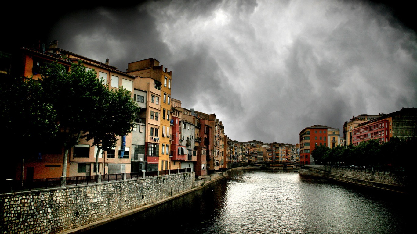 Spanien Girona HDR-Stil Hintergrundbilder #8 - 1366x768
