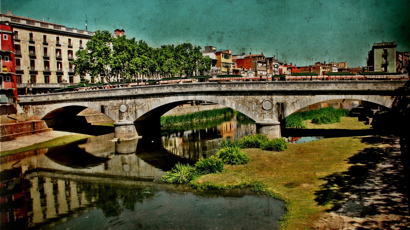 Spanien Girona HDR-Stil Hintergrundbilder #15 - 1366x768