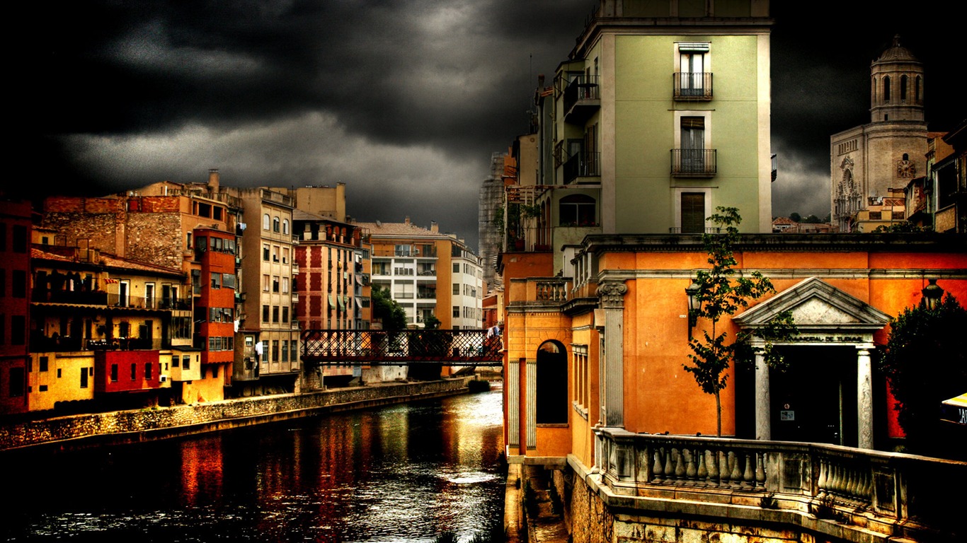 Spanien Girona HDR-Stil Hintergrundbilder #20 - 1366x768