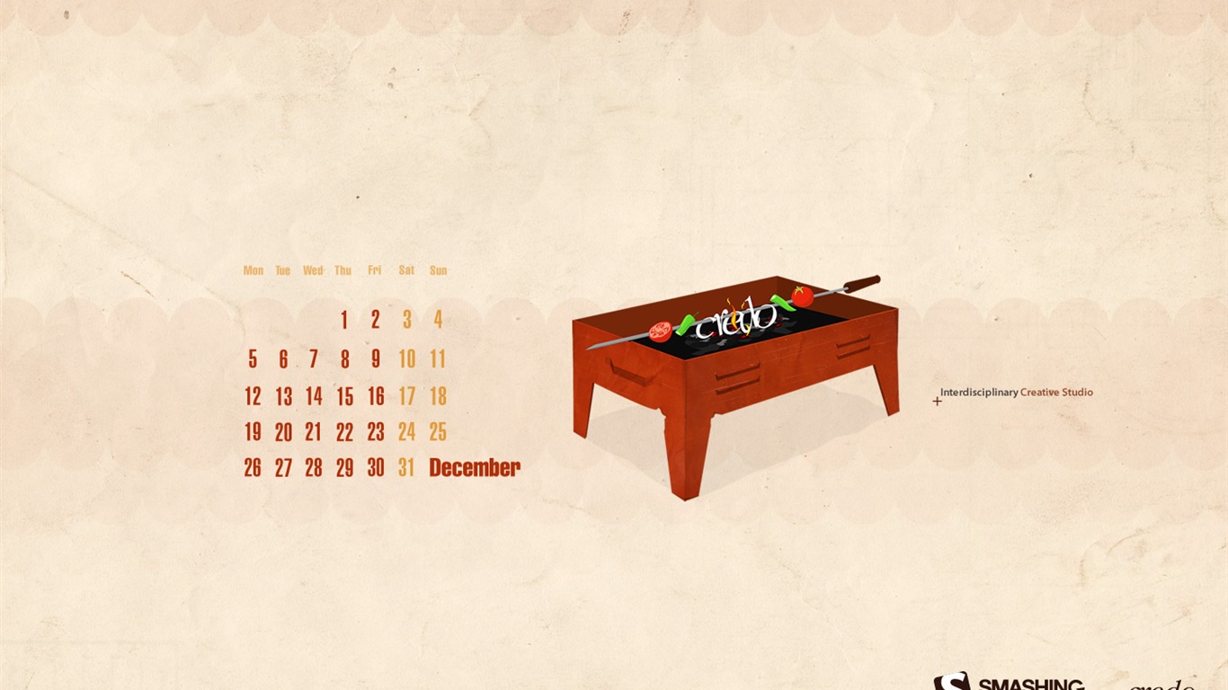2011年12月 月曆壁紙(一) #2 - 1366x768