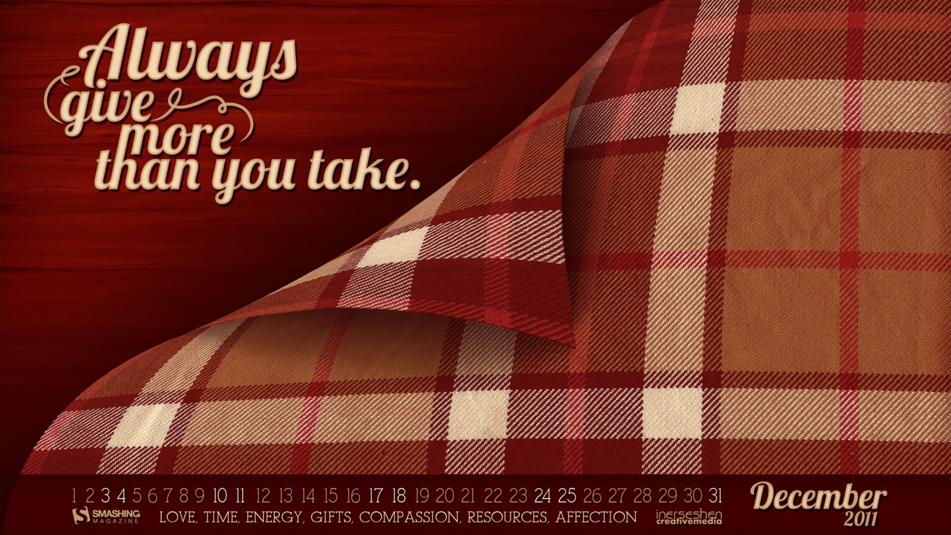 2011年12月 月曆壁紙(一) #10 - 1366x768