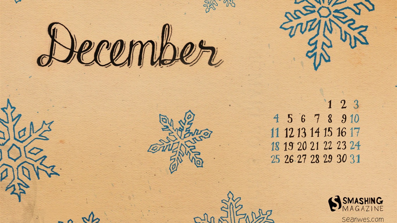 Décembre 2011 Calendar Wallpaper (1) #12 - 1366x768