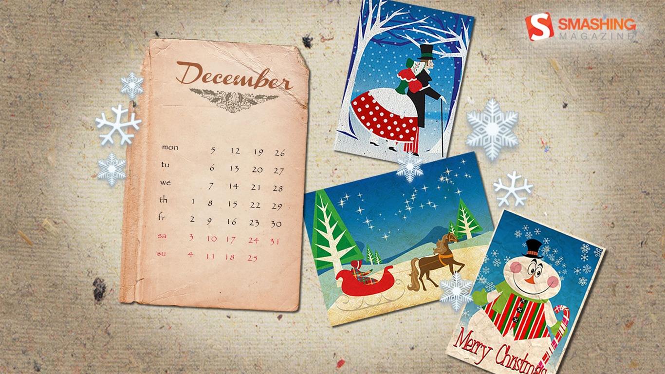 Dezember 2011 Kalender Wallpaper (2) #8 - 1366x768