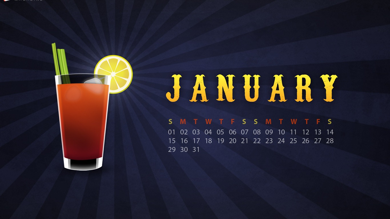 Januar 2012 Kalender Wallpapers #4 - 1366x768