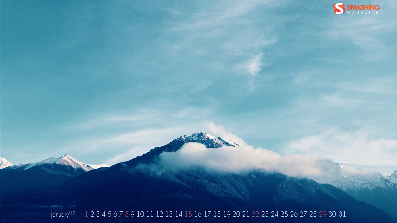 2012年1月 月曆壁紙 #7 - 1366x768