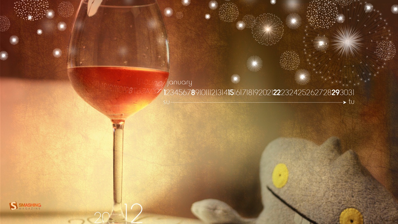 2012年1月 月曆壁紙 #13 - 1366x768