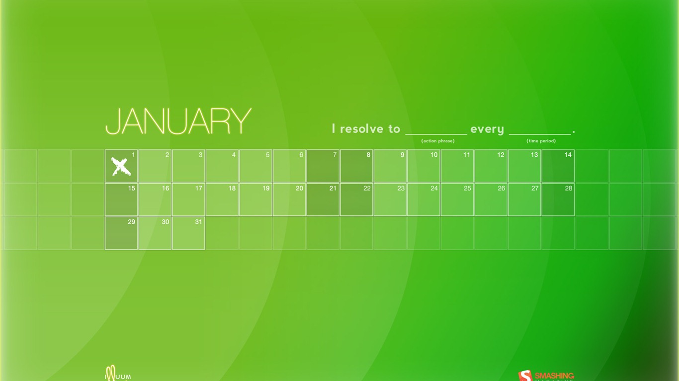Januar 2012 Kalender Wallpapers #14 - 1366x768