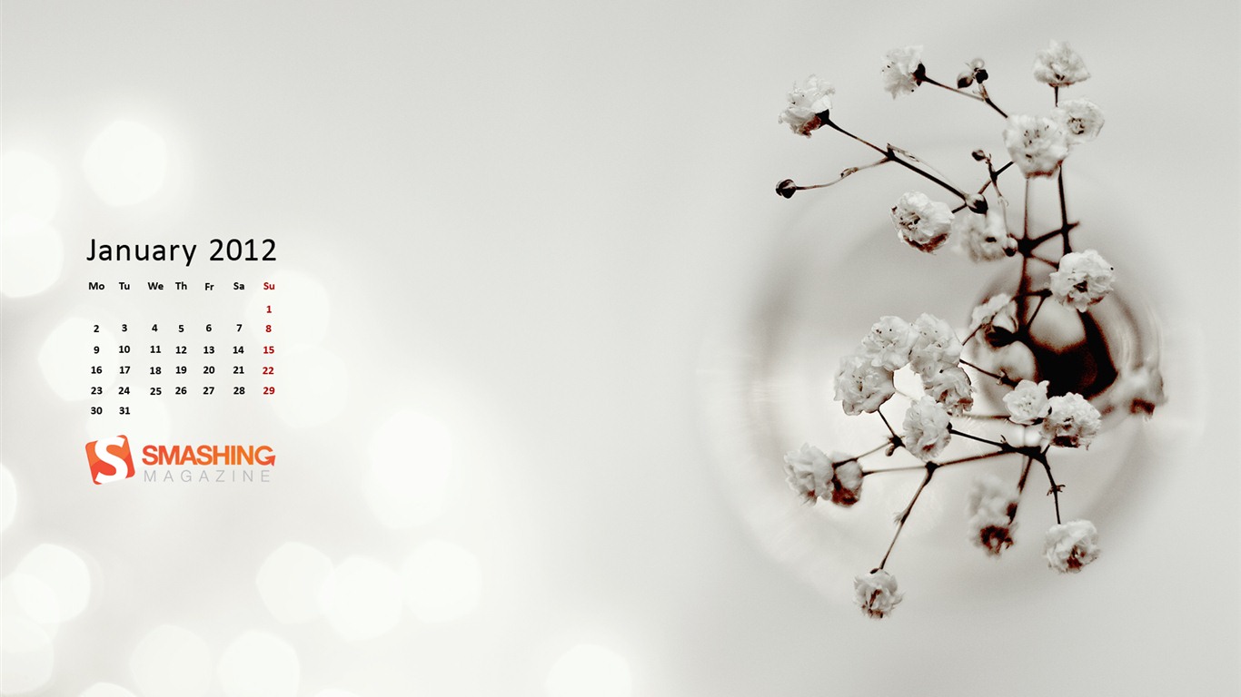 2012年1月 月曆壁紙 #16 - 1366x768