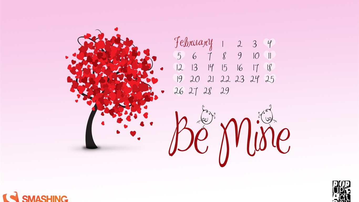 Calendario febrero 2012 fondos de pantalla (1) #8 - 1366x768