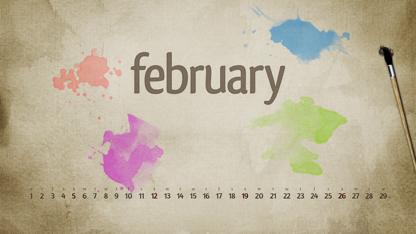 2012년 2월 달력 월페이퍼 (1) #14 - 1366x768