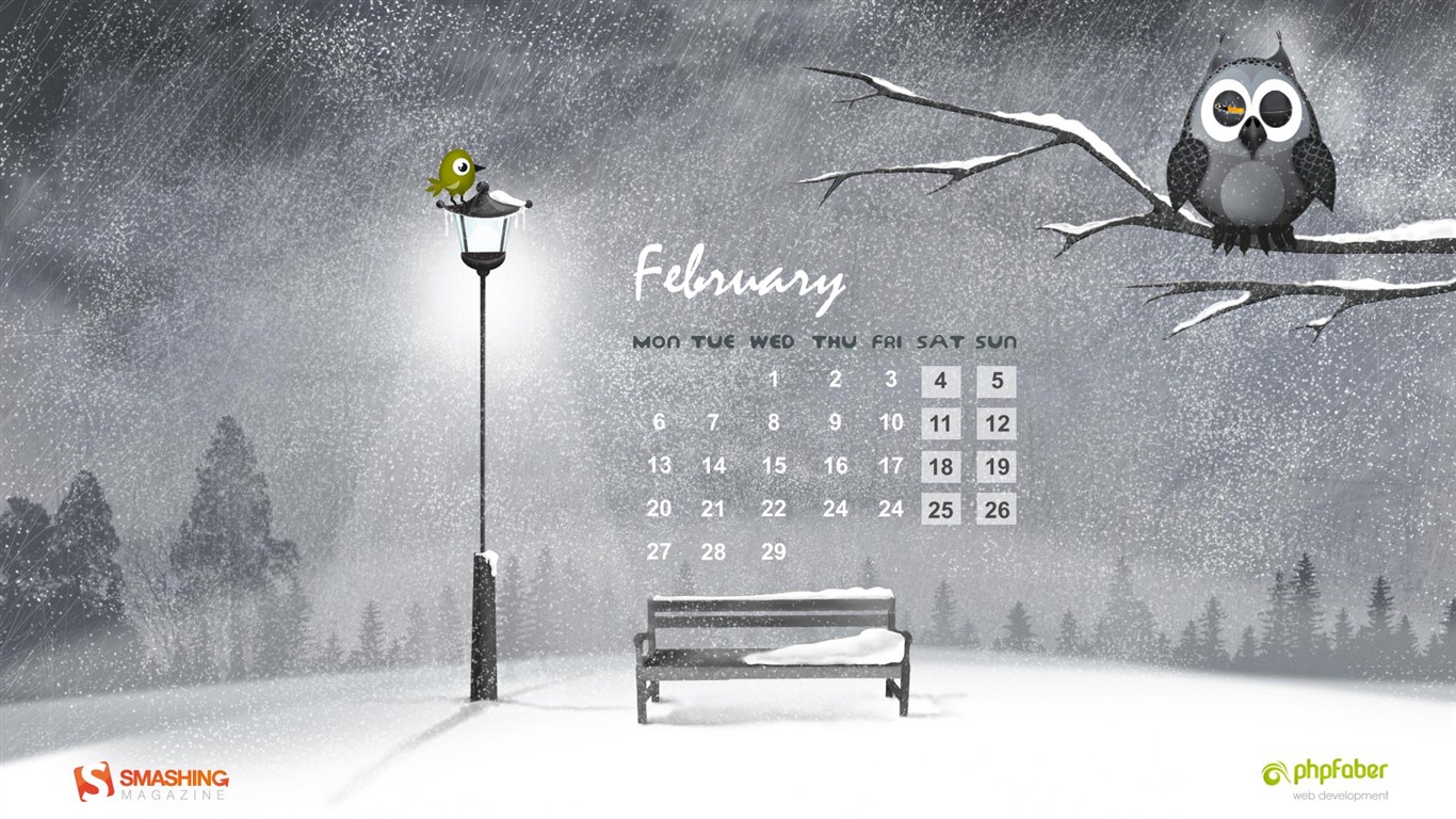 Calendario febrero 2012 fondos de pantalla (2) #5 - 1366x768