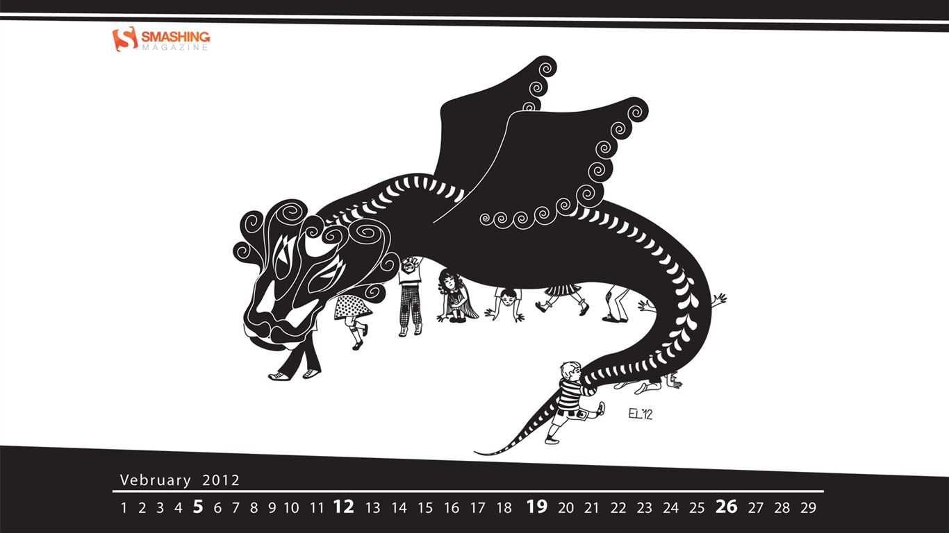 2012年2月 月曆壁紙(二) #7 - 1366x768