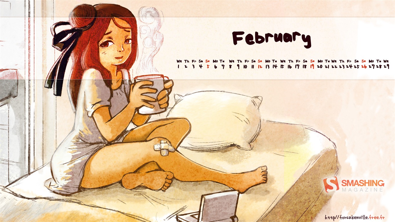 2012年2月 月曆壁紙(二) #13 - 1366x768